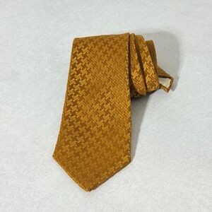 Hardy Amies London Mens Tie Mustard Gold Textured Basketweave Pattern CA00236